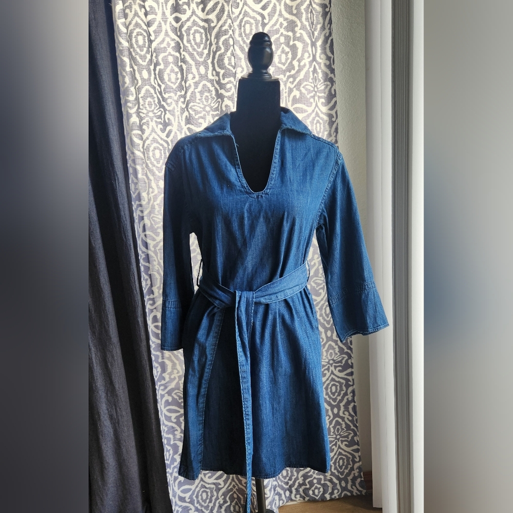Blue Long Sleeve Denim Dress